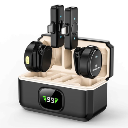 Micrófono Inalámbrico, Micrófono con estuche de carga.