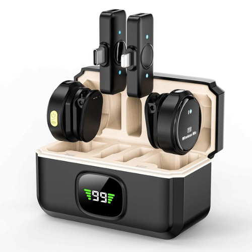 Micrófono Inalámbrico, Micrófono con estuche de carga.